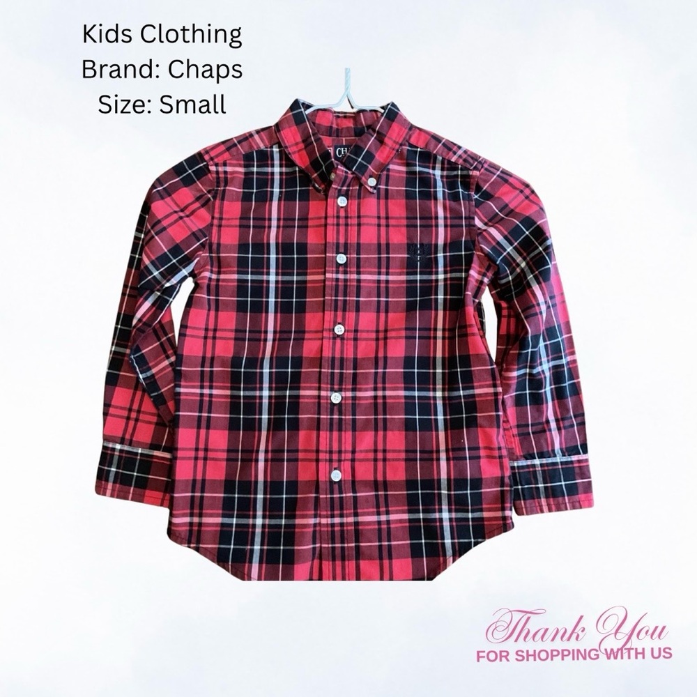 Chaps Red Plaid Button Down Shirt for Kids